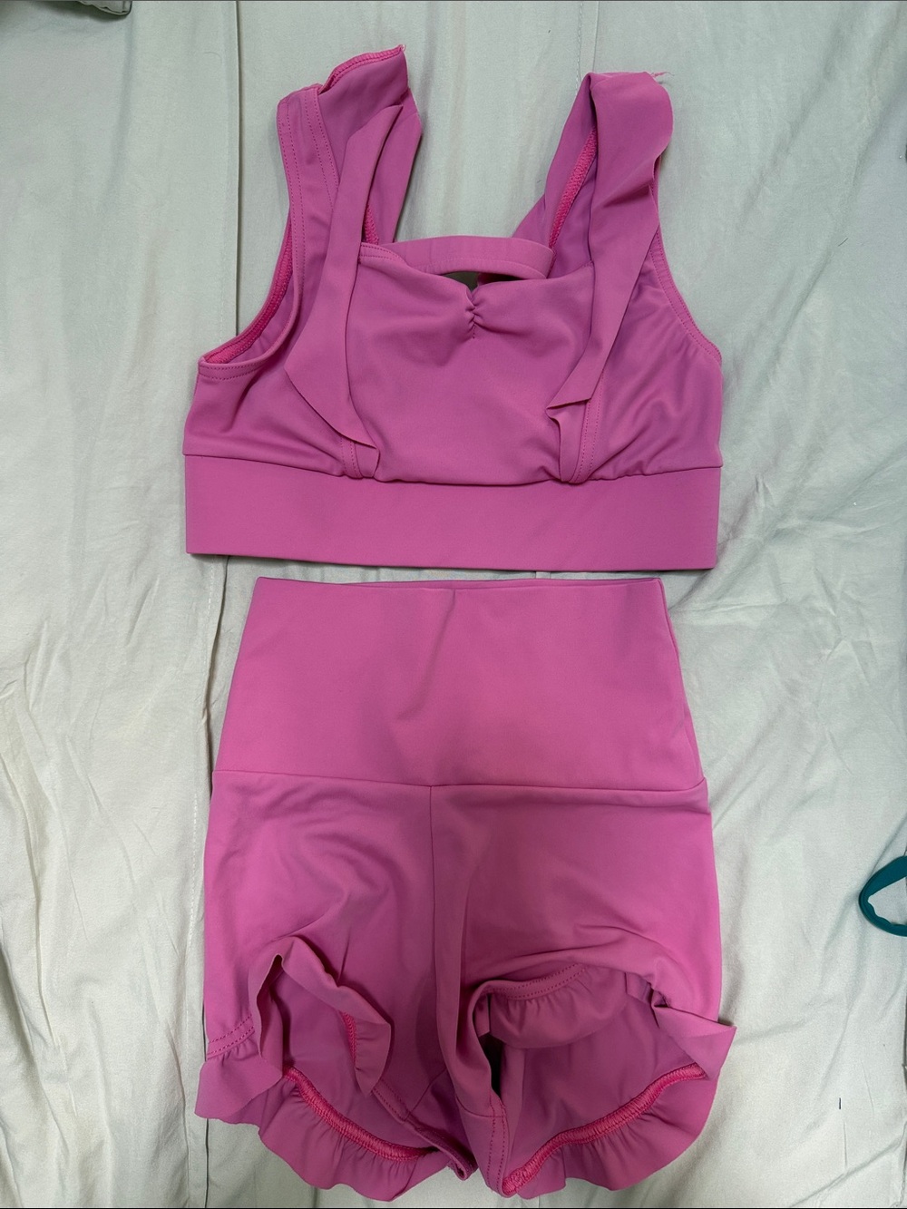 balera Hot Pink Kids Active Two-Piece — Sports Bra & High-Waist Shorts